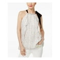 thumbnail image 1 of CYNTHIA ROWLEY Womens White Floral Sleeveless Jewel Neck Top Size: XS, 1 of 3