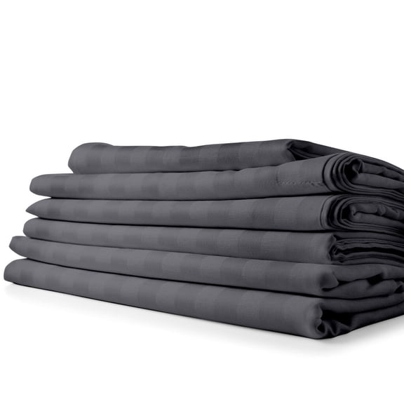 CYPRESS LINEN Luxury Stay Cool 1800 TC Cotton Feel Rayon from Bamboo Deep Pocket Sheet Set Striped Gray Striped Queen
