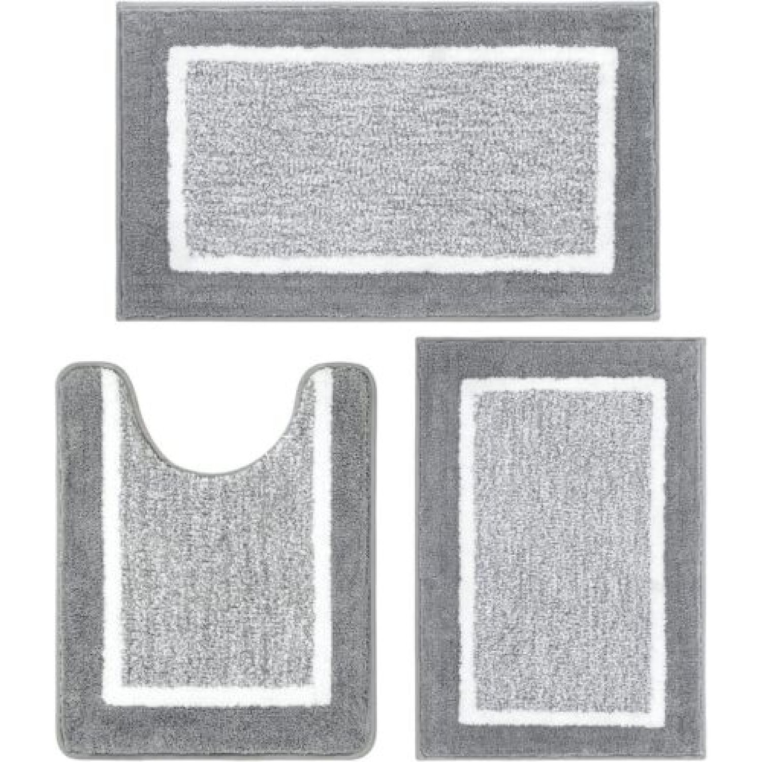 CYQUIO Bathroom Rug Set of 3 Bathroom Mat UShaped Toilet Mat Bath Rug Absorbant