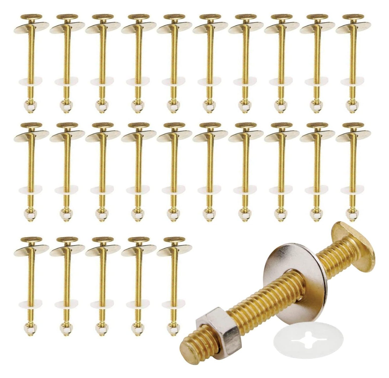 CYQUIO KCDC36436200 Brass Plated Closet Bolts with Nuts and Washers