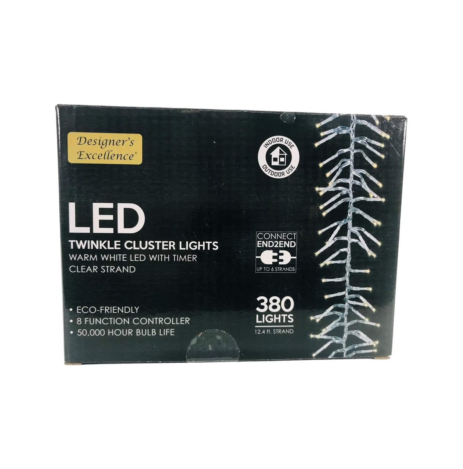 CYQUIO LED Twinkle Cluster Lights 12.4Ft Warm White w/Clear Strand