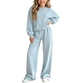 thumbnail image 1 of CYRBOKO 2 Piece Pullover Sweater Sets for Girls Size 10-12 T, Crew Neck Soft Fall Winter Long Sleeve Girls Clothes Light Blue, 1 of 5