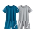 thumbnail image 1 of CYRBOKO 2PC Athletic Outfit Sets for Boys, Summer Casual Short Sleeve Quick-Dry Sport Clothing Sets Navy Size 10-12 T, 1 of 4