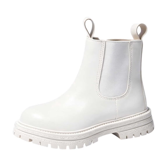 CYRBOKO Ankle Boots for Girls, Fall Outdoor Comfort Soft Sole Girls Riding Boots Beige Size 11.5 (Little Kids)