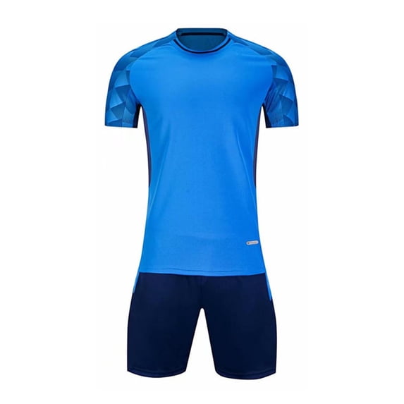 CYRBOKO Athletic Outfit Sets for Boys, Elastic Waist Short Sleeve Football Quick-dry Sports Clothing Sets Blue Size 14-16 T