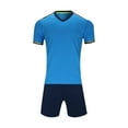 thumbnail image 1 of CYRBOKO Athletic Outfit Sets for Boys, Elastic Waist Short Sleeve Quick-dry 2-piece Summer Top and Shorts Sky Blue Size 12-13 T, 1 of 4