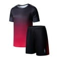 thumbnail image 1 of CYRBOKO Athletic Outfit Sets for Boys, Quick-dry Breathable Short Sleeve Elastic Waist Summer Clothing Sets Red Size 15-16 T, 1 of 5
