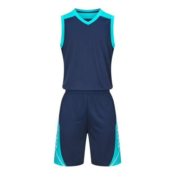 CYRBOKO Athletic Outfit Sets for Boys, Quick-dry Elastic Waist Sleeveless Crewneck Tank Top and Shorts Dark Blue Size 10 T