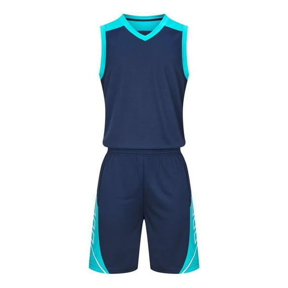 CYRBOKO Athletic Outfit Sets for Boys, Quick-dry Elastic Waist Sleeveless Crewneck Tank Top and Shorts Dark Blue Size 10 T