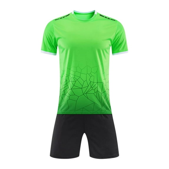 CYRBOKO Athletic Outfit Sets for Boys, Running Quick-dry Elastic Waist Short Sleeve Sports T-Shirt and Shorts Green Size 9-11 T