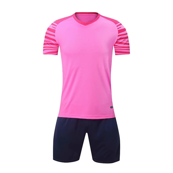 CYRBOKO Athletic Outfit Sets for Boys, Training Quick-dry Elastic Waist Short Sleeve Summer T-shirt and Shorts Pink Size 14-16 T