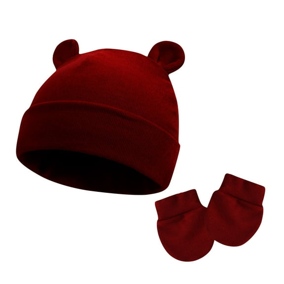 CYRBOKO Baby Boys Beanies, Cotton Thermal Winter Skiing Kids Hats Wine Size 6-12 Months