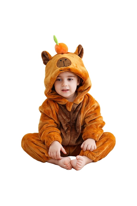 Baby Boys Girls Fleece One-pieces, Unisex Thermal Long Sleeve Zip Up Breathanle One-Piece Bodysuits Brown Size 7-12 Months