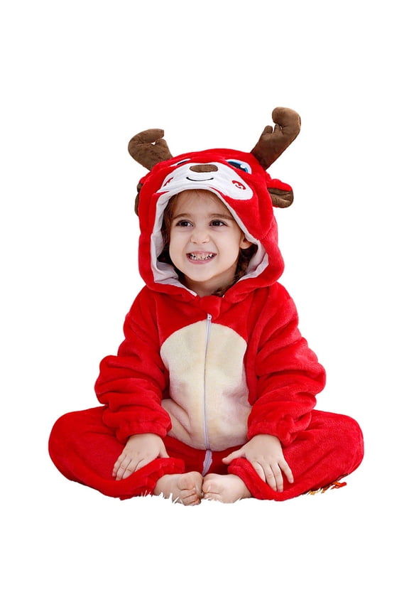 Baby Boys Girls Fleece Pajamas One-pieces, Thermal Unisex Long Sleeve Fall Zip Up One-Piece Bodysuits Red Size 6-12 Months
