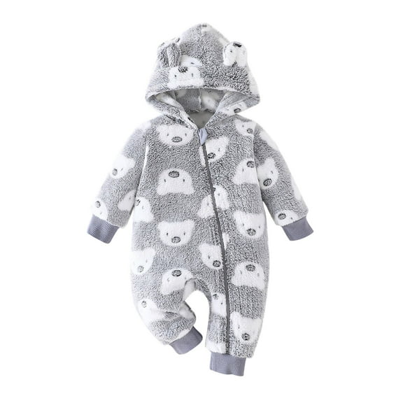 CYRBOKO Baby Boys Girls Zip Up One-pieces, Long Sleeve Comfy Zip Up Thermal Unisex Babys Pajamas Gray Size 3-6 Months
