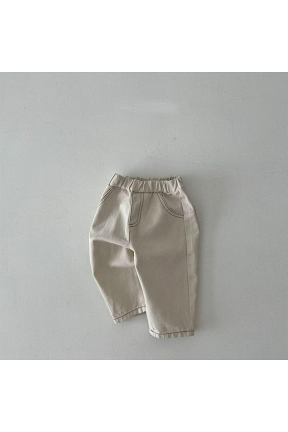 Baby Boys Jeans, Lightweight Soft Comfy Cotton Denim Pants Beige Size 0-18 Months