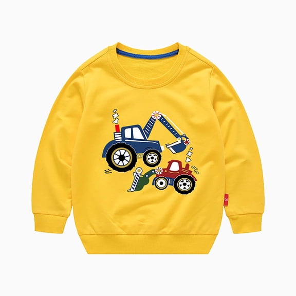 CYRBOKO Baby Boys Sweatshirts, Casual Crew Neck Long Sleeve Cotton Grils Clothes Yellow Size 9-12 Months
