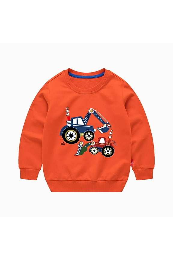 Baby Boys Sweatshirts, Cotton Long Sleeve Crew Neck Casual Grils Clothes Orange Size 9-12 Months
