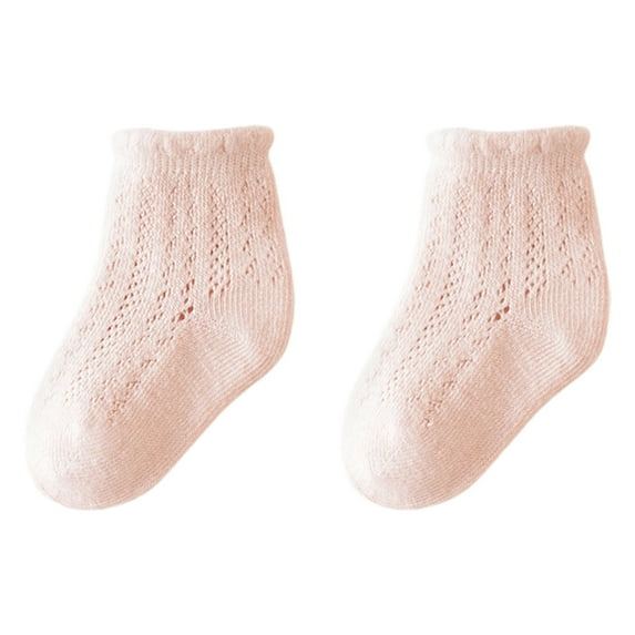 CYRBOKO Baby Girls Crew Socks, Cotton Breathable Soft Athletic Socks Pink Size 0-6 Months