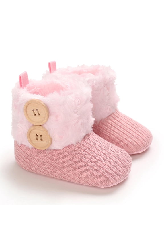 Girls' Snow Boots, Cotton Soft Sole Gift Thermal Shoes for Kids Pink Size 6-9 Months