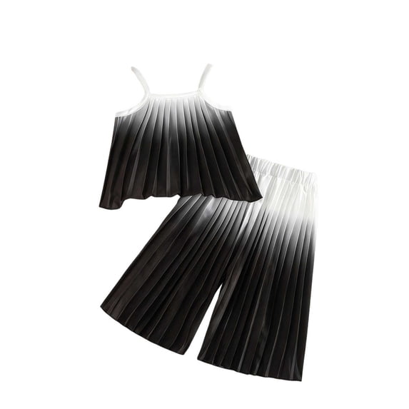CYRBOKO Baby Girls Summer Outfit Sets, Gradient Sleeveless Elastic Waist Two-piece Camisole Top Sets Black Size 6-9 Months