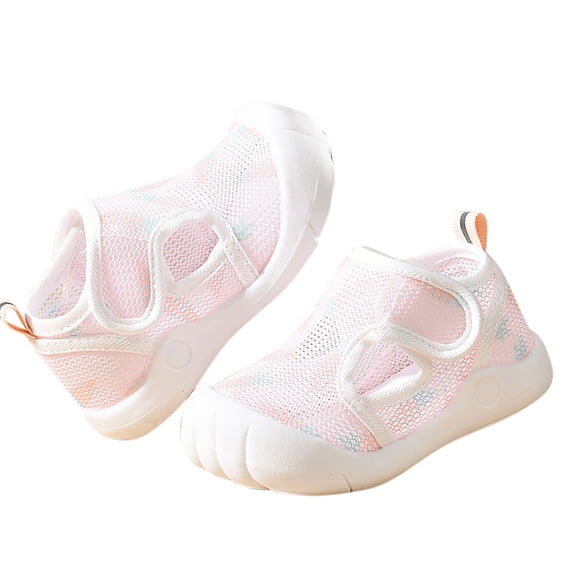 CYRBOKO Baby Girls Summer Sneakers, No-Tie Lightweight Breathable Soft Sole Athletic Sandals Pink Size 0-1 T
