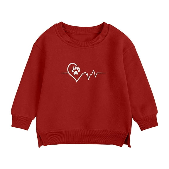 CYRBOKO Baby Girls Sweatshirts, Casual Autumn Crew Neck Soft Long Sleeve Pullover Red Size 9-12 Months