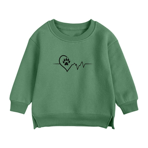 CYRBOKO Baby Girls Sweatshirts, Casual Crew Neck Autumn Soft Long Sleeve Pullover Army Green Size 9-12 Months