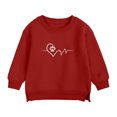 thumbnail image 1 of CYRBOKO Baby Girls Sweatshirts, Crew Neck Autumn Soft Casual Long Sleeve Pullover Red Size 6-9 Months, 1 of 3