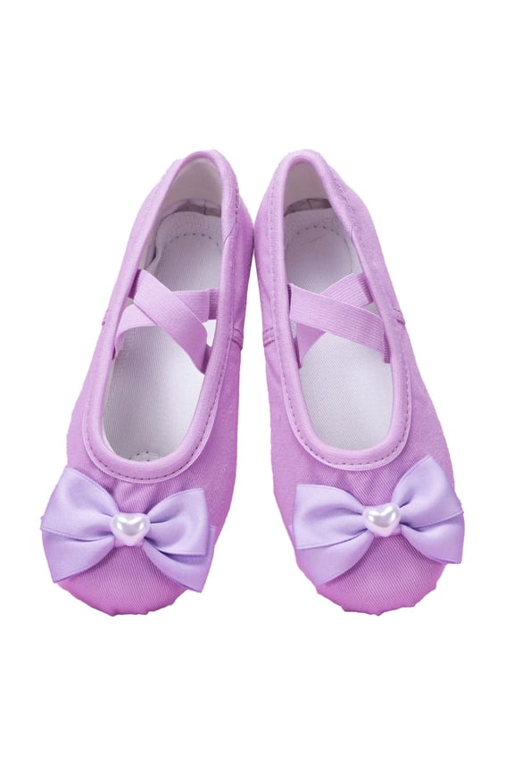 Ballet Shoes for Girls, Soft Sole Princess Elastic X-Strap Canvas Shoes for Dancewear Purple Size 11 (Little Kids)