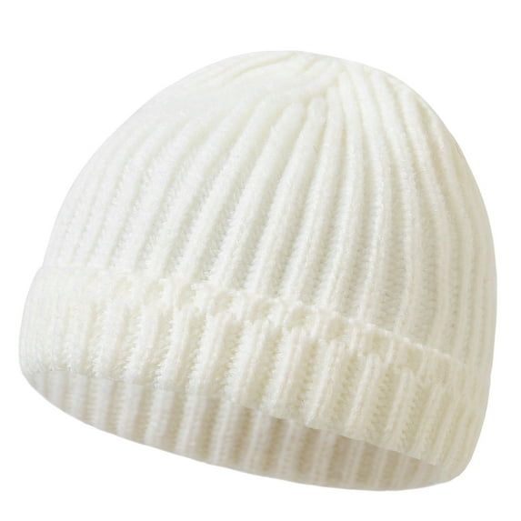 CYRBOKO Beanies for Baby Girls, Stretchy Thermal Cotton Winter Skiing Hats White Size 0-12 Months