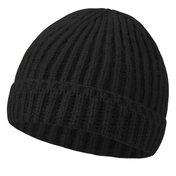 CYRBOKO Beanies for Toddler Girls, Thermal Winter Cotton Stretchy Skiing Hats Black Size 2-9 T