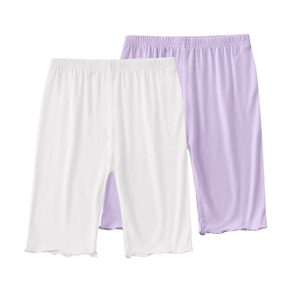 CYRBOKO Bike Shorts for Girls, Dancewear Solid Color Casual 2 Pieces Summer Leggings Watermelon Red Size 12-13 T