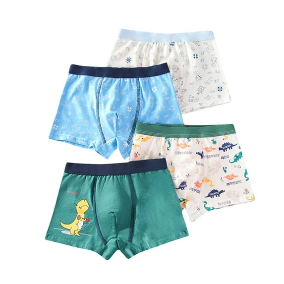 CYRBOKO Boxer Shorts for Boys, Elastic Waist Cotton Soft 4-pack Boys Underwear White Size 13-14 T