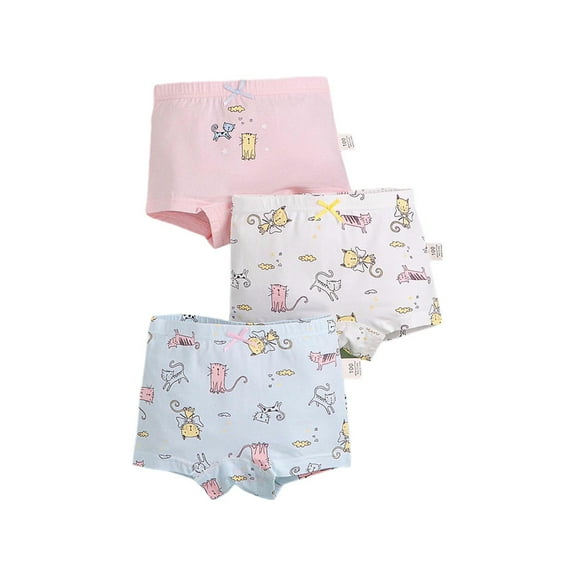 CYRBOKO Boxer Shorts for Girls, 3-piece Elastic Waist Breathable Cotton Girls Underwear Pink Size 7-8 T