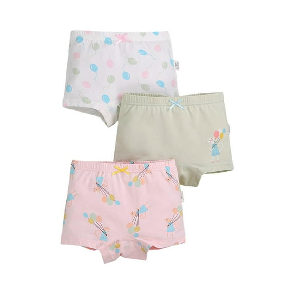 CYRBOKO Boxer Shorts for Toddler Girls, Cotton Elastic Waist Soft 3-piece Girls Underwear Green Size 3-4 T