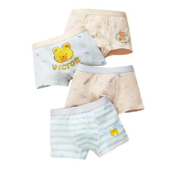 CYRBOKO Boxers for Boys, Casual 4-pack Elastic Waist Cotton Boys Underwear Sky Blue Size 9-10 T