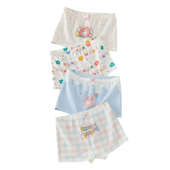 CYRBOKO Boxers for Girls, 2025 4PC Cotton Elastic Waist Underwear for Girls White Size 8-14 T