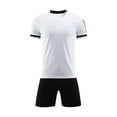 thumbnail image 1 of CYRBOKO Boy's Athletic Outfit Sets, Quick-dry Elastic Waist Short Sleeve Breathable Top and Shorts Sets White Size 5-6 T, 1 of 4