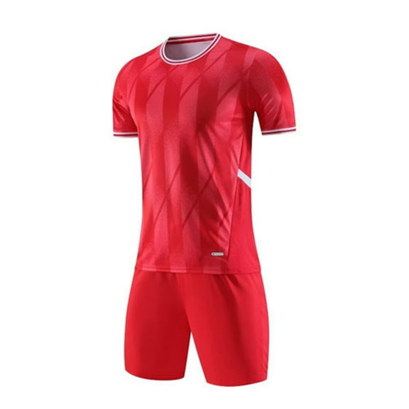 CYRBOKO Boy's Athletic Outfit Sets, Quick-dry Short Sleeve 2 Pieces Elastic Waist Summer Top and Shorts Red Size 14-16 T