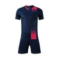 thumbnail image 1 of CYRBOKO Boy's Athletic Outfit Sets, Short Sleeve Elastic Waist Stretchy Quick-dry Summer Top and Shorts Dark Blue Size 12-13 T, 1 of 4
