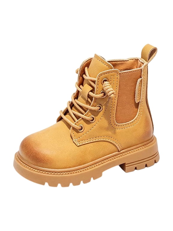 Boys Ankle Boots, Outdoor Athletic Lace Up Winter Kids Riding Boots Brown Size 2 (Big Kids)