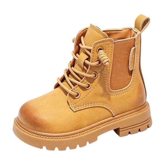 CYRBOKO Boys Ankle Boots, Outdoor Lace Up Winter Athletic Kids Riding Boots Brown Size 12 (Little Kids)