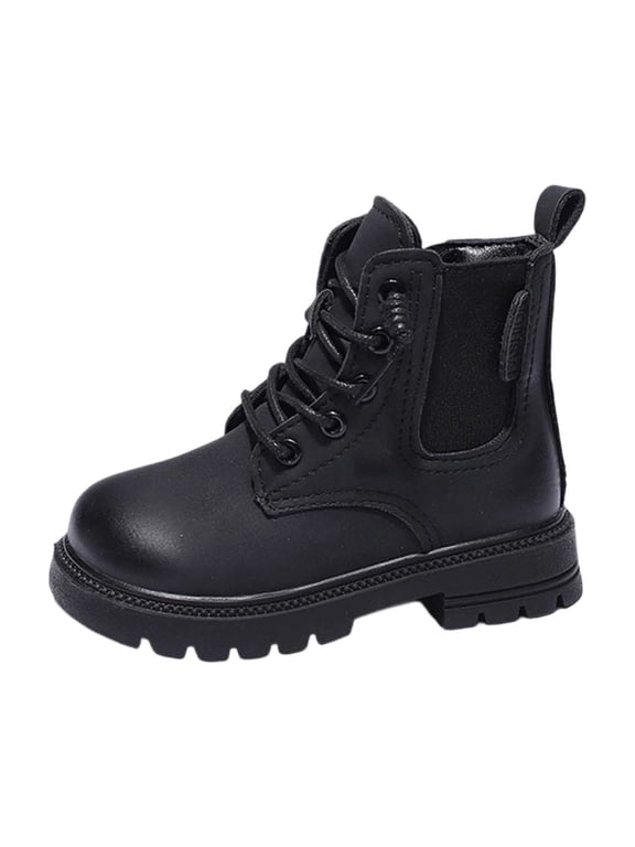 Boys Ankle Boots, Winter Athletic Outdoor Lace Up Kids Riding Boots Black Size 13.5 (Little Kids)
