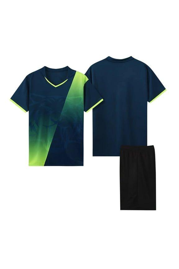 Boys Athletic Outfit Sets 2025, Quick-dry Running Elastic Waist Short Sleeve Sports T-Shirt with Shorts Green Size 8 T