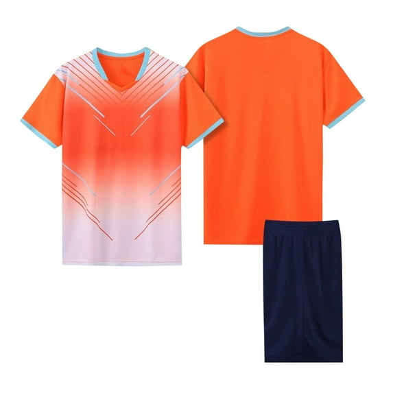 CYRBOKO Boys Athletic Outfit Sets 2025, Short Sleeve Elastic Waist Quick-dry Training Top and Shorts Sets Orange Size 8-10 T
