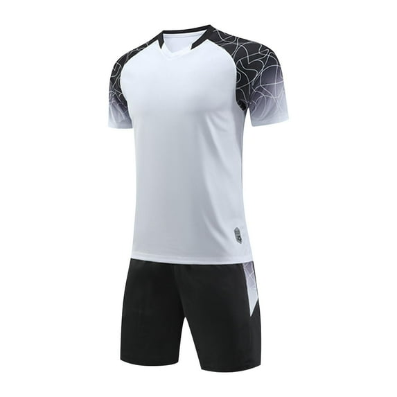 CYRBOKO Boys Athletic Outfit Sets, Casual Quick-dry Elastic Waist Short Sleeve Sports Clothing Sets White Size 10-11 T