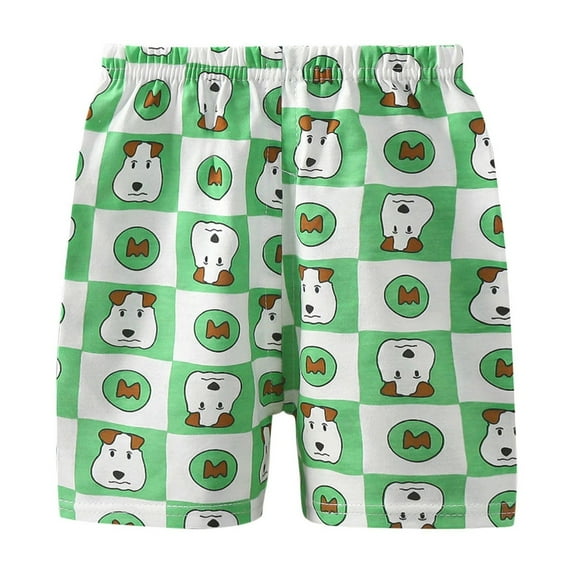 CYRBOKO Boys Athletic Shorts, Elastic Waist Casual Cotton Pointelle Summer Shorts Green Size 5-6T