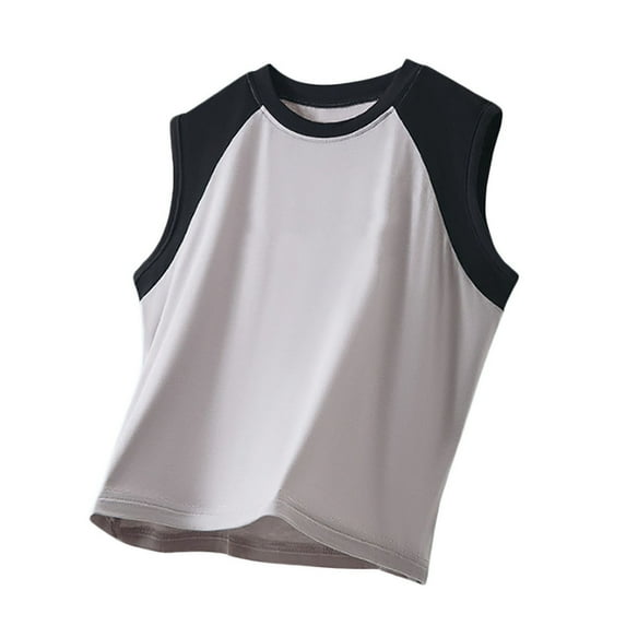 CYRBOKO Boys Athletic T-shirts, Sleeveless Breathable Soft Summer Tank Tops Gray Size 7-8 T