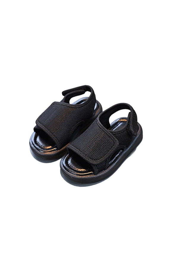 Boys Beach Sandals, Non-Slip Hook&Loop Gift Open Toes Kids Shoes Black Size 12 (Little Kids)